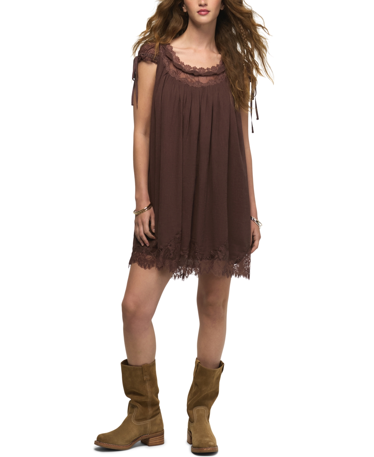 Lucky Brand Women's Lace Babydoll Mini Dress