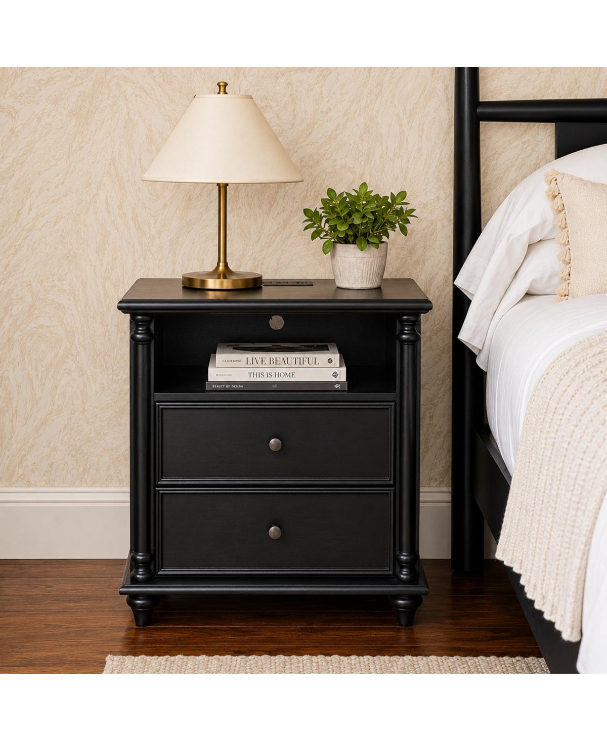Streamdale Furniture 28" Nightstand with Charging Station and 2 Drawers