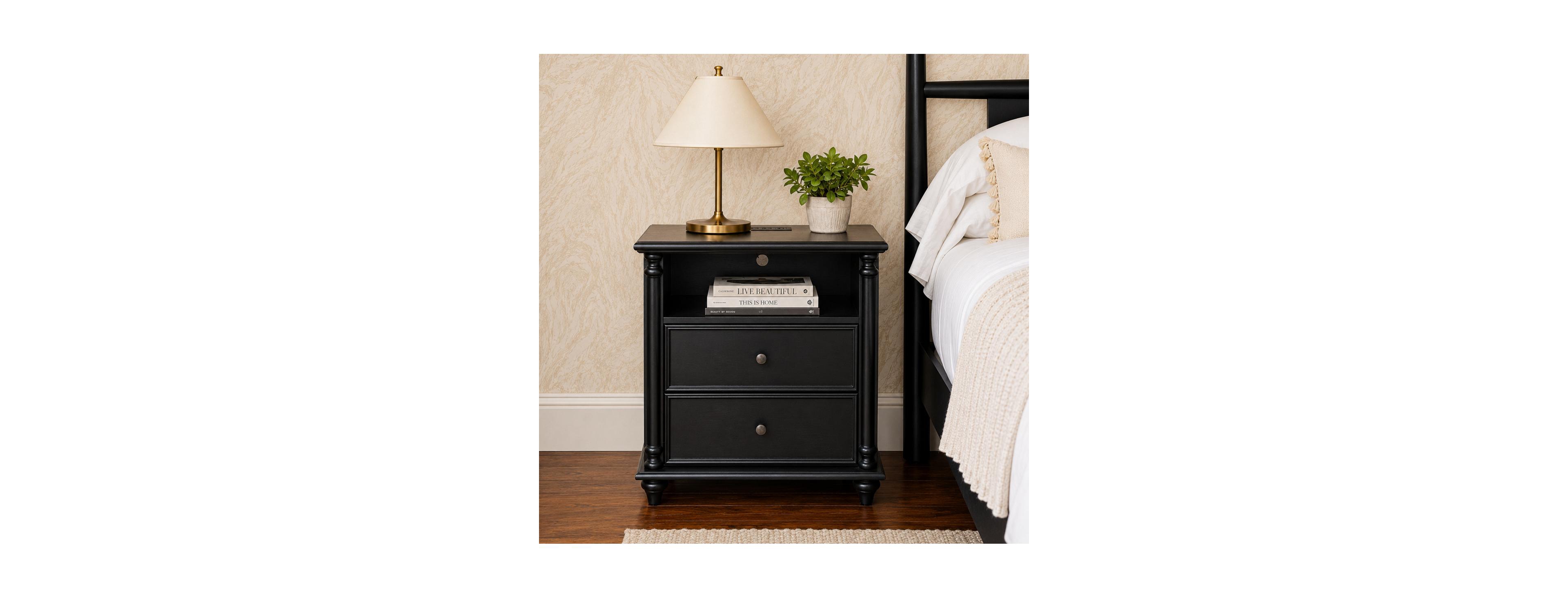 Streamdale Furniture 28" Nightstand with Charging Station and 2 Drawers