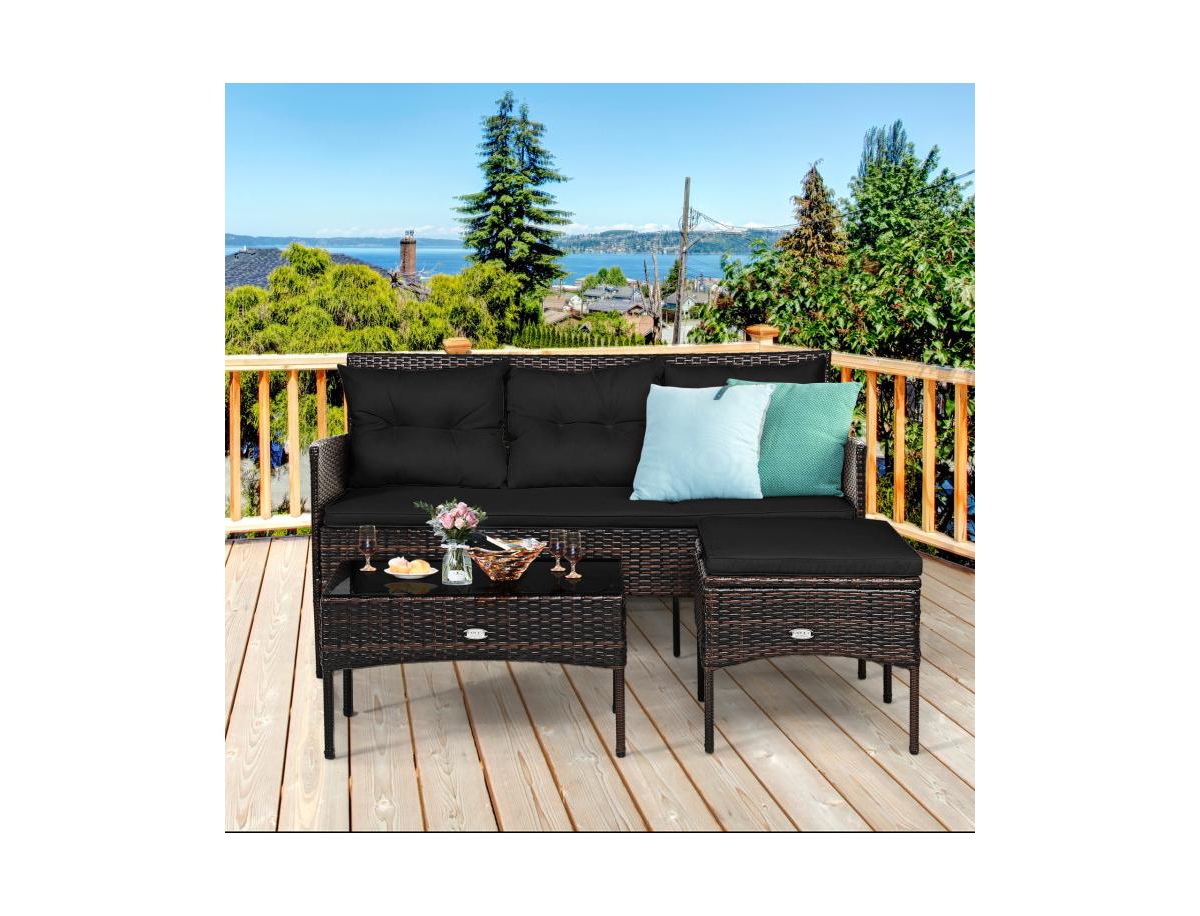 Boyel Living 3 Pieces Patio Furniture Sectional Set with 5 Cozy Cushions