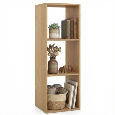 3-Cube Bookshelf with Back Guardrail for Living Room
