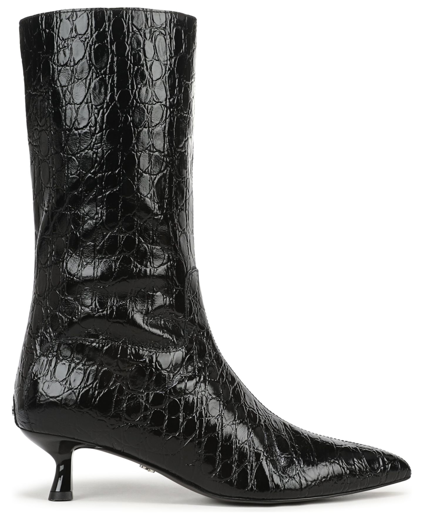 Женские ботинки Sam Edelman Ramona Pointed Toe Mid Calf, цвет: Чёрный с принтом кожаный — фото 2