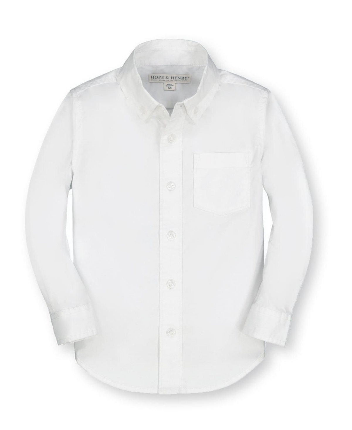 Hope & Henry Little Boys 5-7 Organic Long Sleeve Stretch Poplin Shirt - White