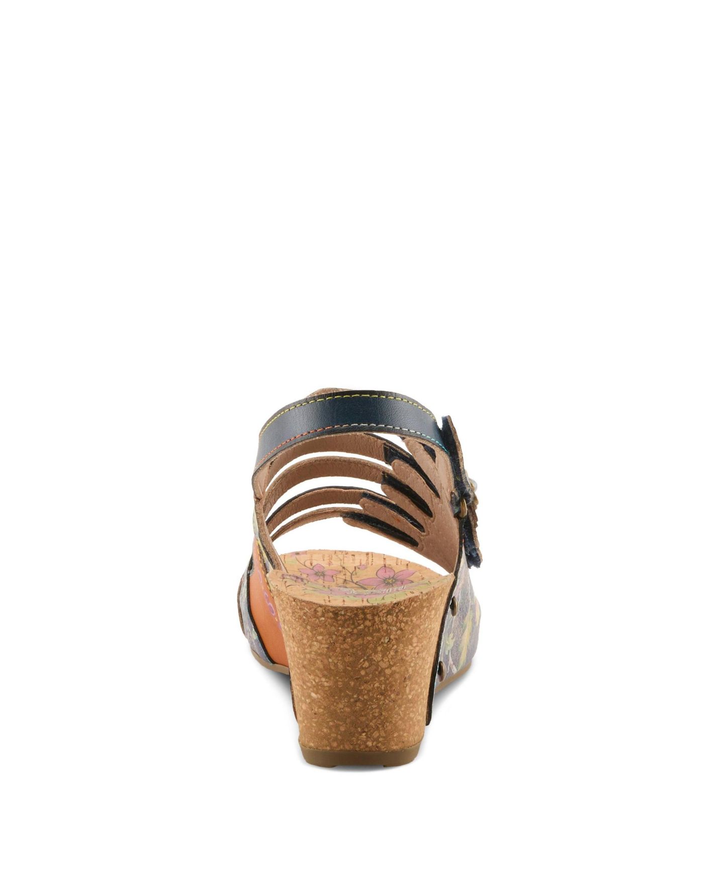 Женские сандалии L'Artiste Buckleitup Floral Wedge with Supportive Cushioned Comfort, цвет: Тёмно-синий разноцветный — фото 3