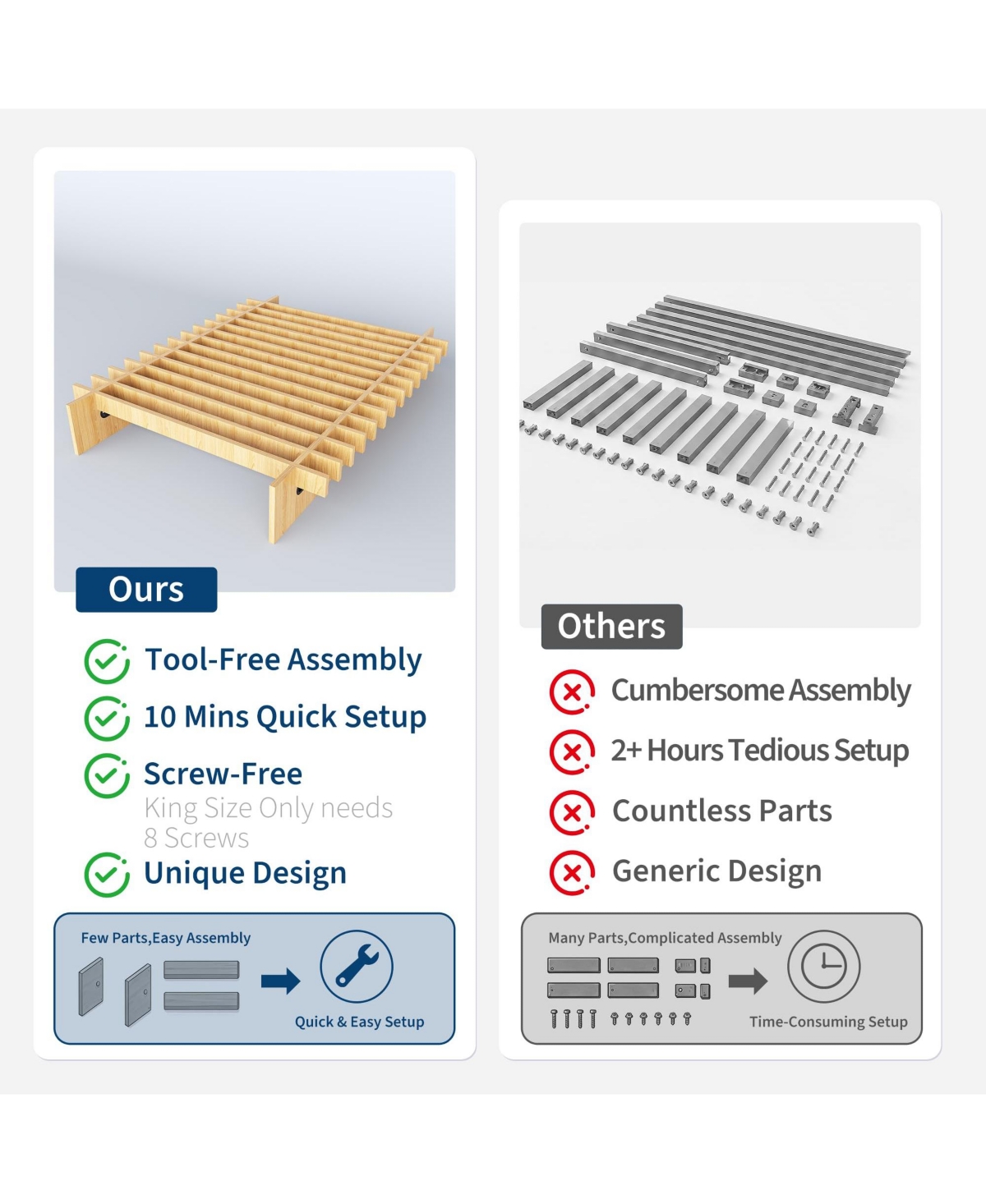 homfan Mortise and Tenon Platform Bed Frame