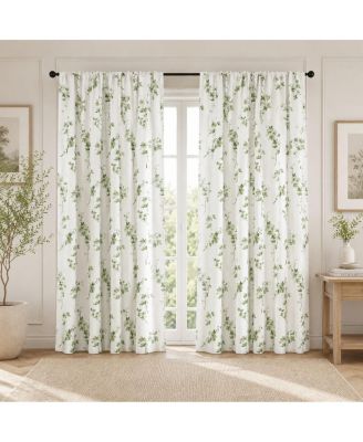 1 Piece Printed Cherry Blossom Rod Pocket Window Curtain Panel