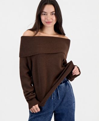 Juniors' Marilyn Off-the-Shoulder Oversized Sweater