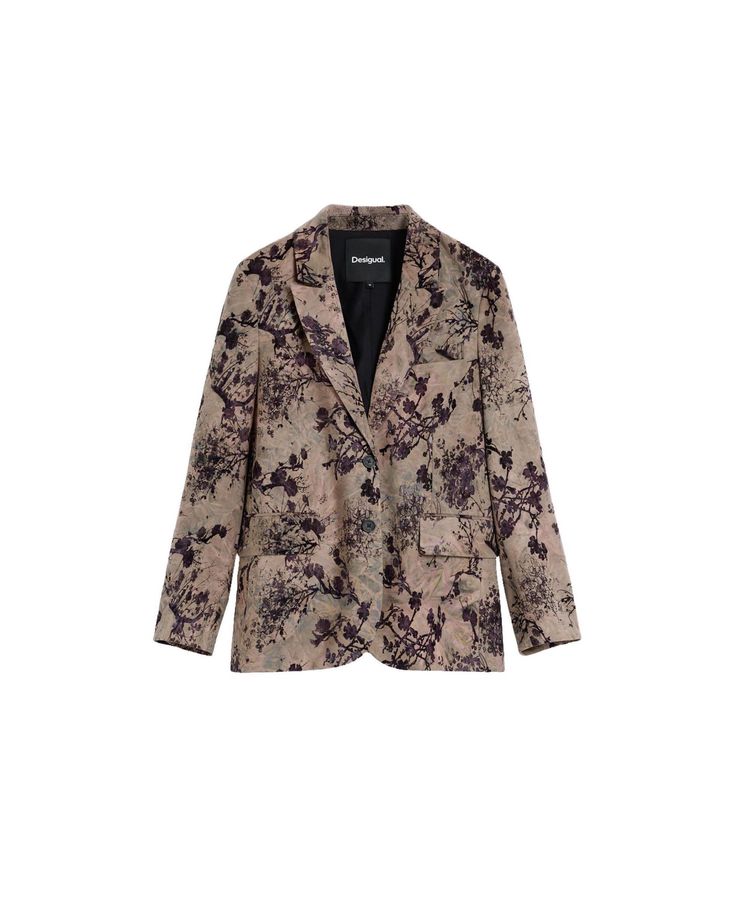 Женский пиджак Desigual Flocked Long-Sleeve Single-Button Blazer, цвет: Серый коричневый — фото 5