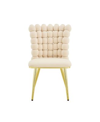 Luxury Cream Bubble Tufted Swivel Chair with  Metal Frame