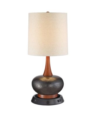 Andi Modern Mid Century Table Lamp 24 1/2" High Hammered with Dimmable USB Workstation Base Shade for Bedroom Desk
