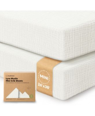 Lyra Muslin Mini Crib Sheets for Boys, Girls, 2-Pack Soft Organic Cotton Pack and Play Sheets Fitted, 38x26