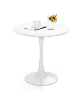 32-Inch Round Tulip Dining Table with Metal Pedestal Base