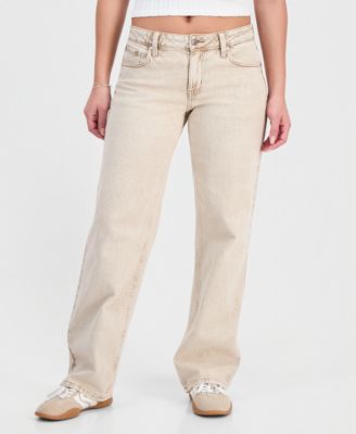 Juniors' Low-Rise Straight-Leg Y2K Denim Jeans