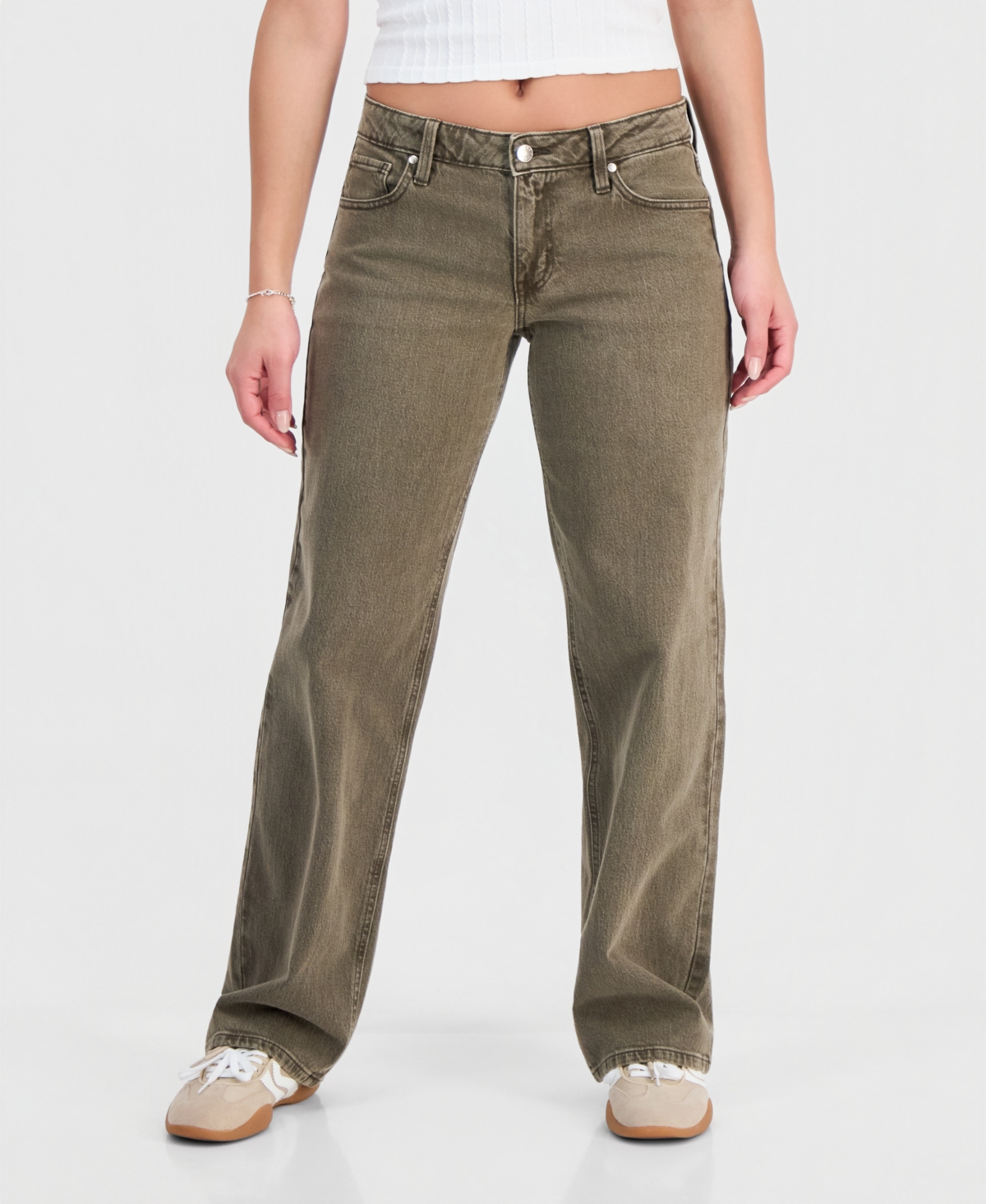 Celebrity Pink Juniors' Low-Rise Straight-Leg Y2K Denim Jeans - Washed Brown