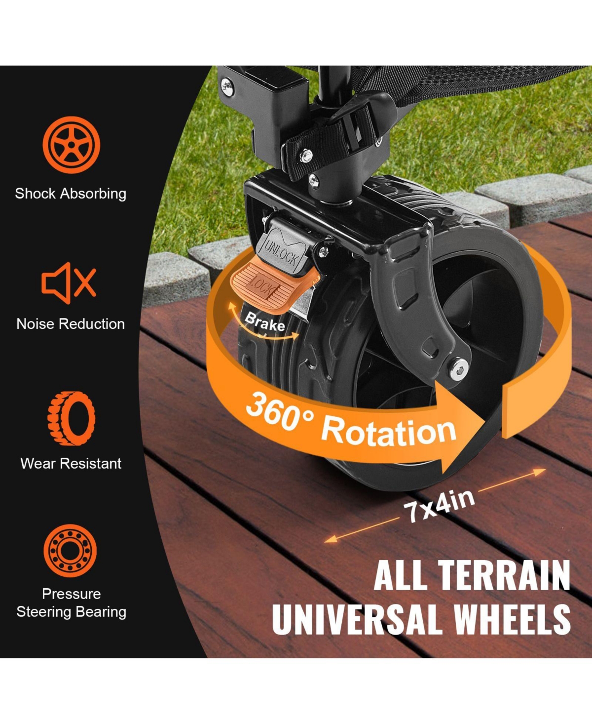 Mountaintop Foldable Double Decker Wagon,400L Cart,350-450LBS,All-Terrain Wheels,52" Extender,Camping Garden