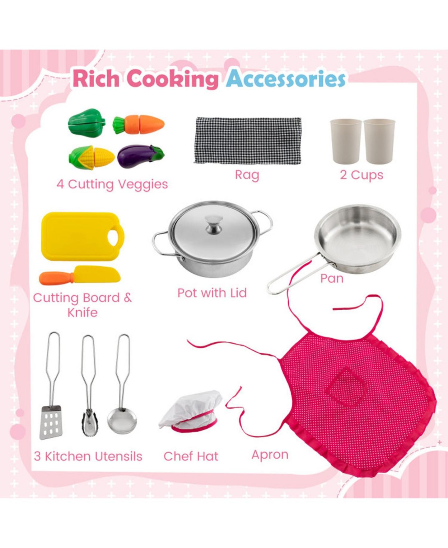 Детская игрушка SUGIFT Interactive Play Kitchen with Circulating Water Sink and Lights and Sounds, Ages 3+, цвет: Розовый — фото 7