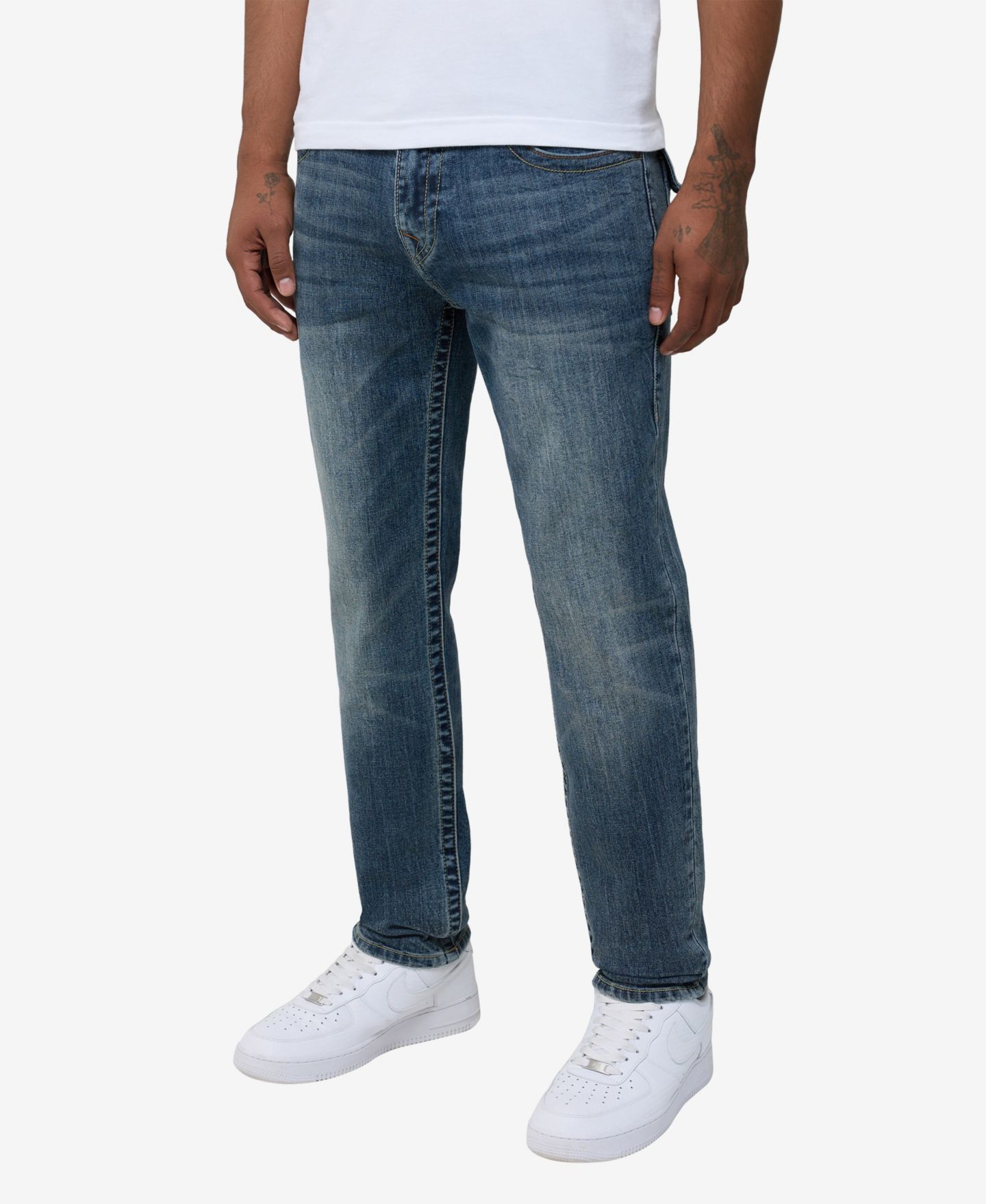 Мужские джинсы True Religion Rocco Flap Skinny, цвет: Пыльная средняя варка — фото 2