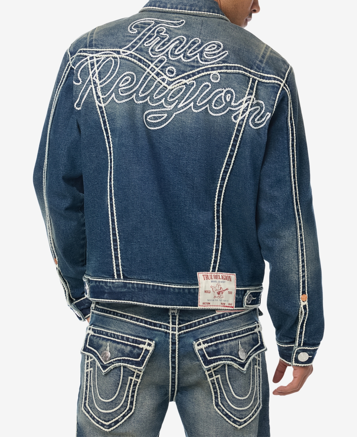 True Religion Men's Jimmy Rope Stitch Oversized Denim Jacket
