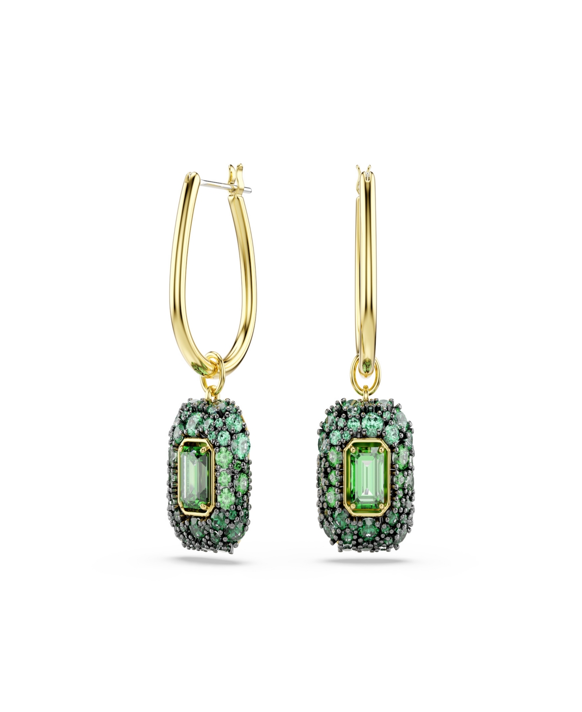 Swarovski Gold-Tone Plated Green Crystal Earrings - Green