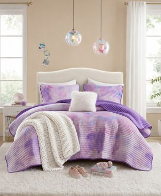 Cassiopeia 4-Piece Channel Quilting Quilt Set with Throw Pillow, Full/Queen