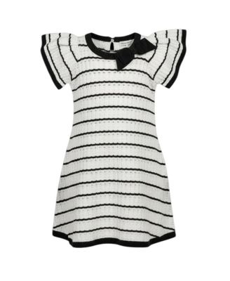 Little Girls (6 - 12) Organic Bow Detail Pointelle Sweater Dress