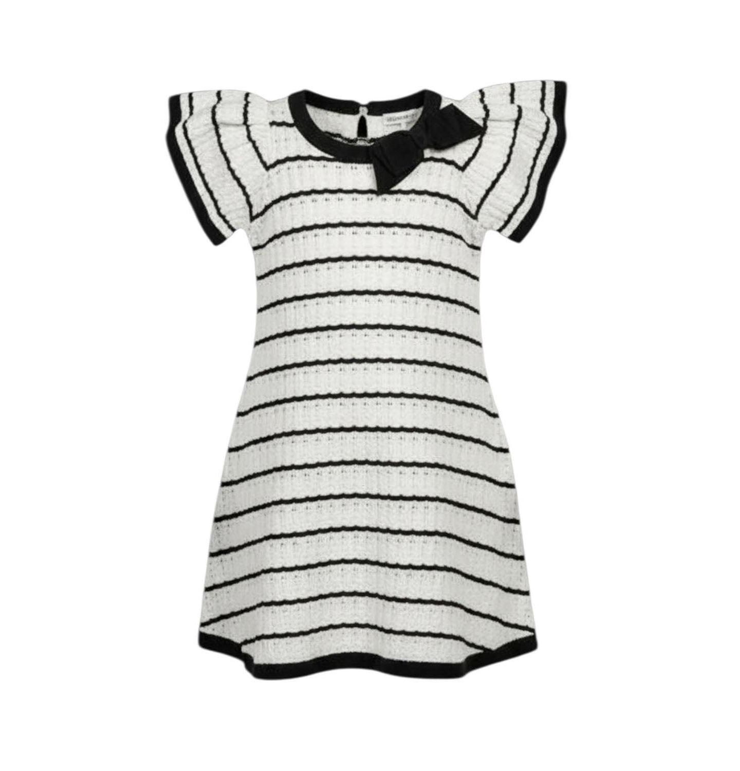 Платье Hope & Henry Organic Bow Detail Pointelle Sweater Dress для девочек, цвет: Чёрный — фото 1