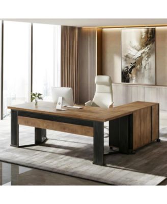 70.86" L-Shaped Desk with File Cabinet