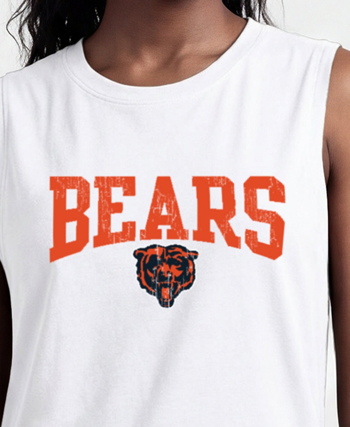 Champion Women's Chicago Bears Distressed Crew-Neck Cotton-Blend Muscle Tank Top