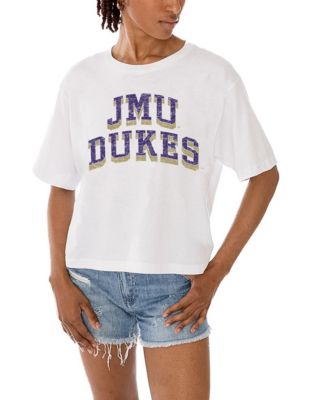 Women's White James Madison Dukes Claim To Fame Boxy Cropped T-Shirt