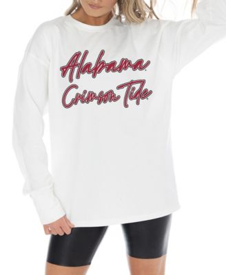 Women's White Alabama Crimson Tide Midweight Oversized Long sleeves T-Shirt