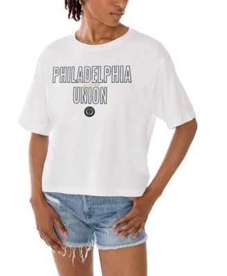 Women's White Philadelphia Union Keep Playing Cropped T-Shirt