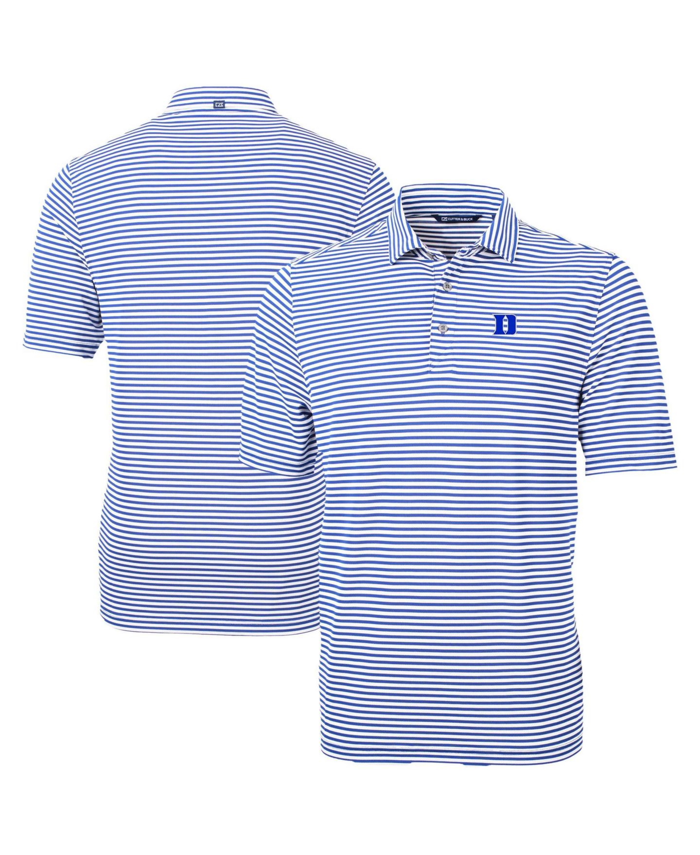 Мужское поло Cutter & Buck Royal Duke Blue Devils Virtue Eco Pique Stripe DryTec Polo Shirt — фото 1