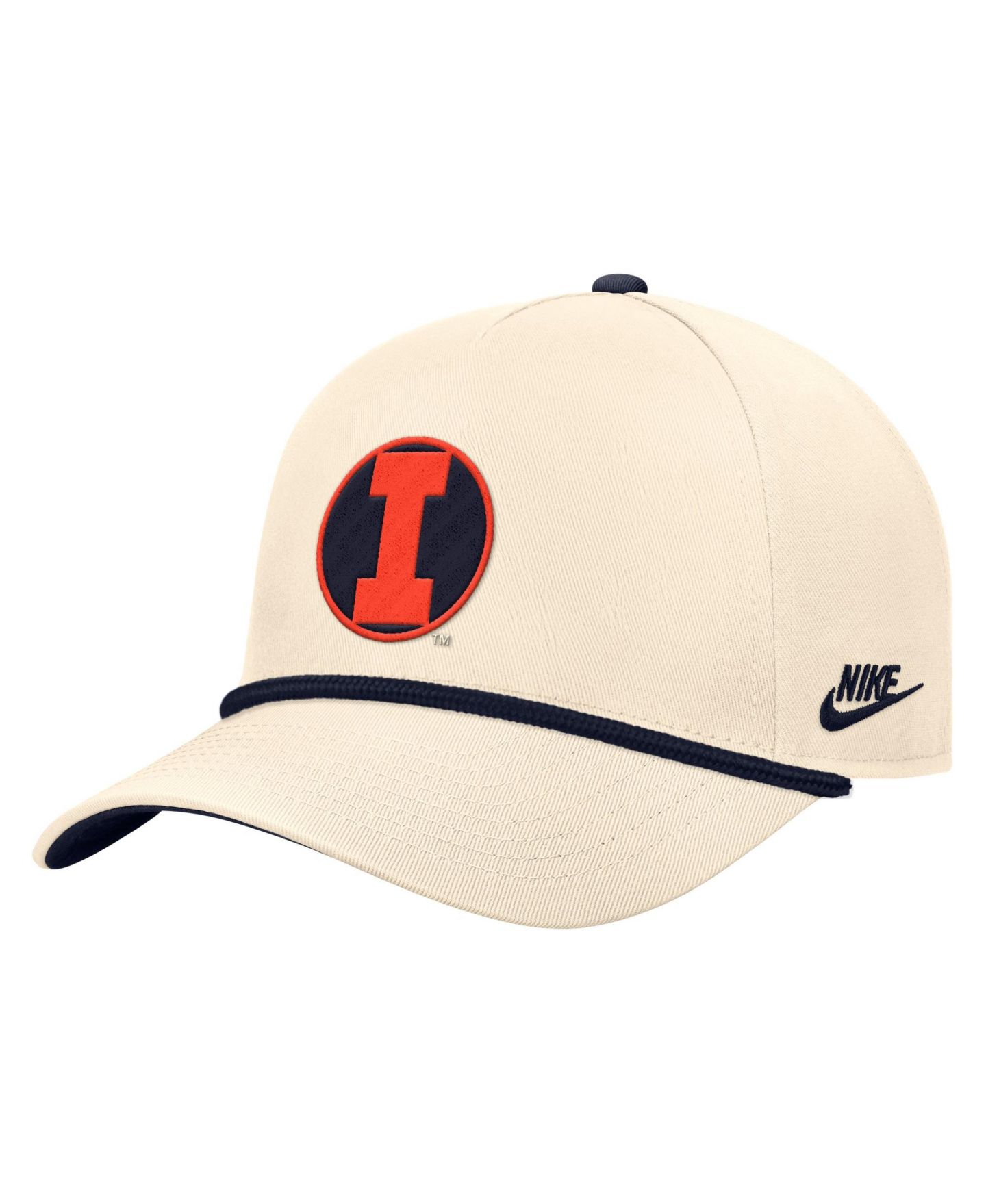 Мужская кепка Nike Natural Illinois Fighting Illini Vintage Rope Rise Adjustable Hat — фото 2