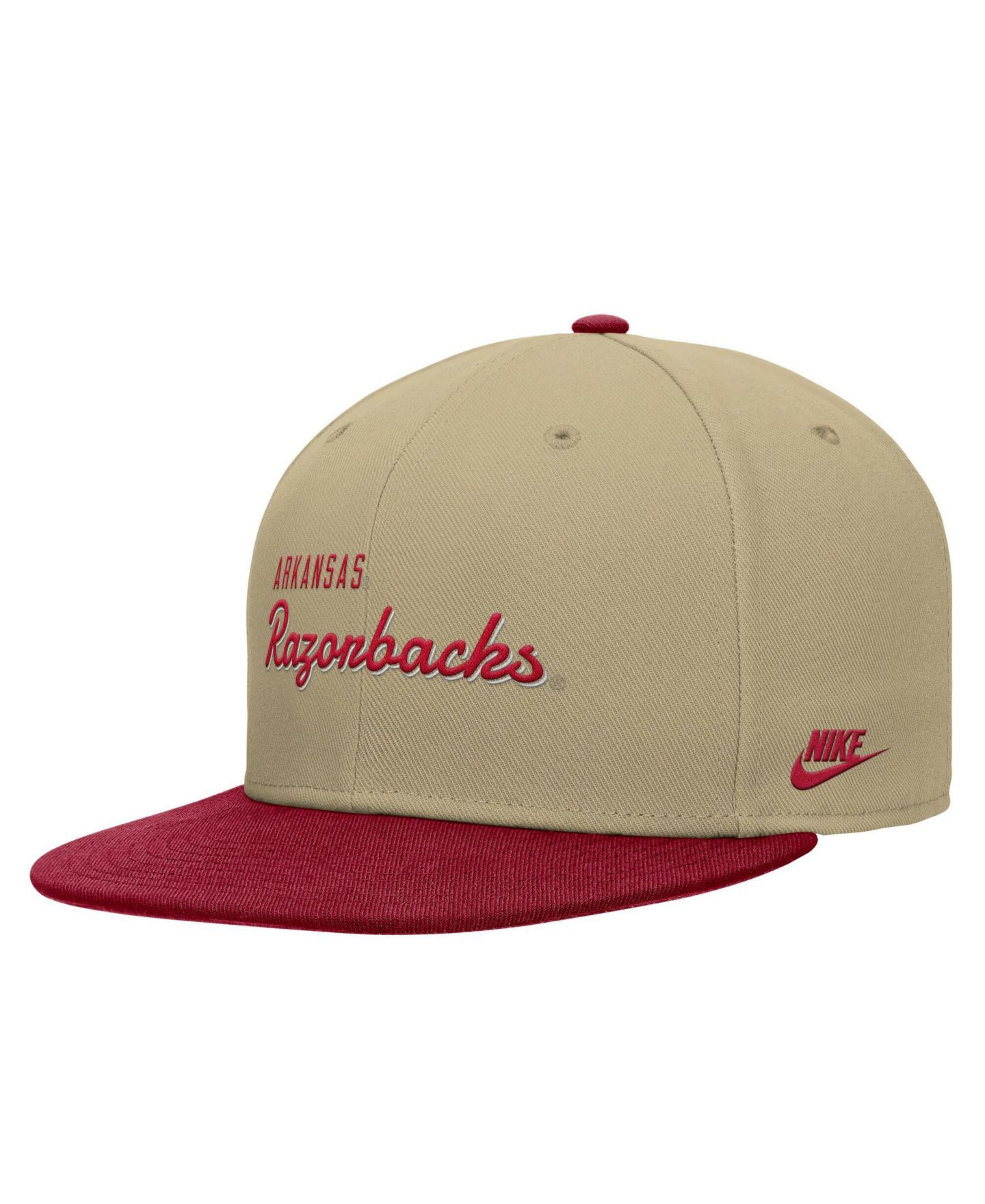 Мужская кепка Nike Beige/Cardinal Arkansas Razorbacks Pro Dri-FIT Snapback Hat — фото 2