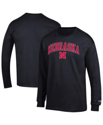 Men's&nbsp;Champion Black Nebraska Huskers Arch Over Logo Long sleeves T-Shirt