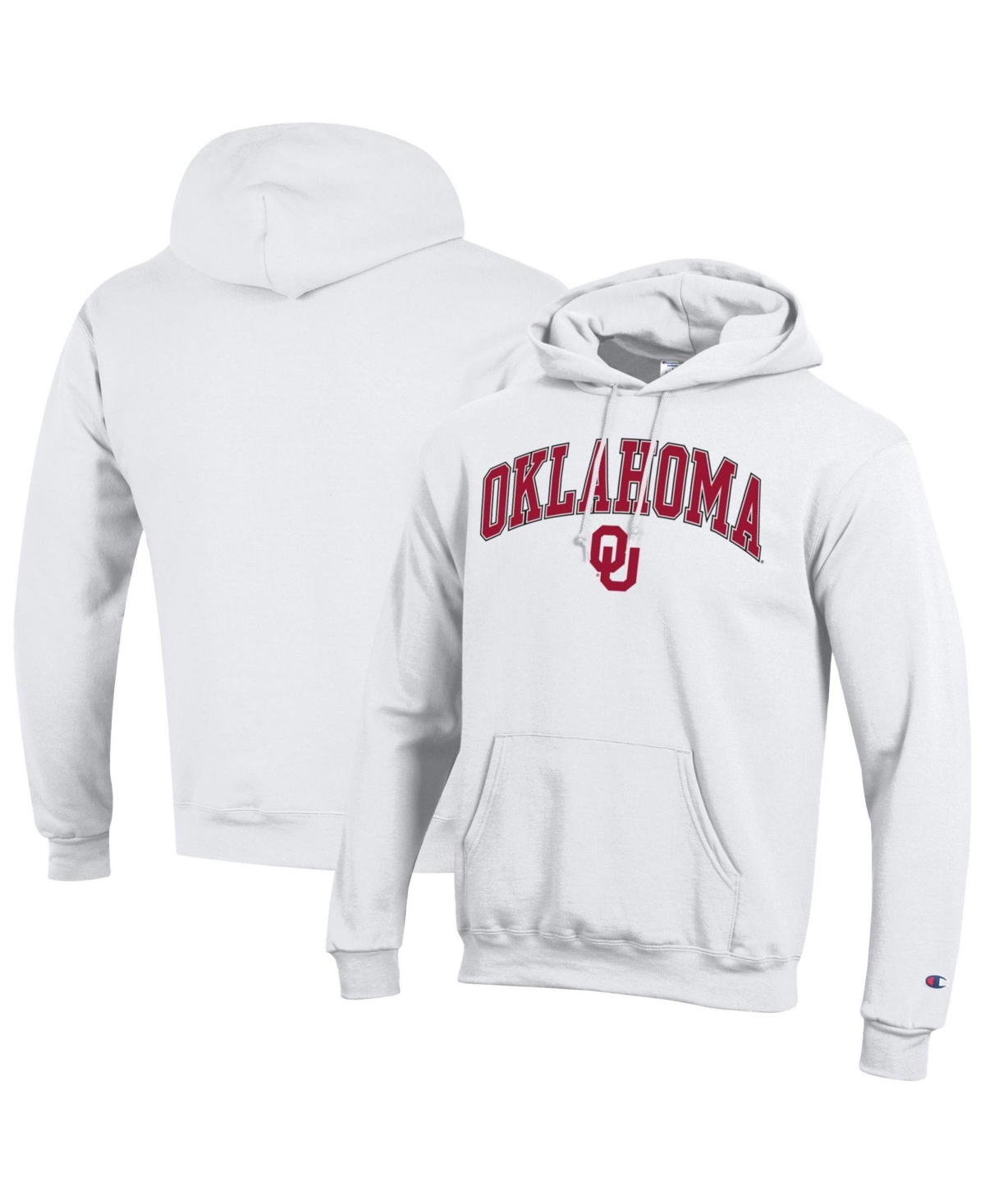 Champion Men's Champion Heather Gray Oklahoma Sooners Arch Over Logo Pullover Hoodie - White