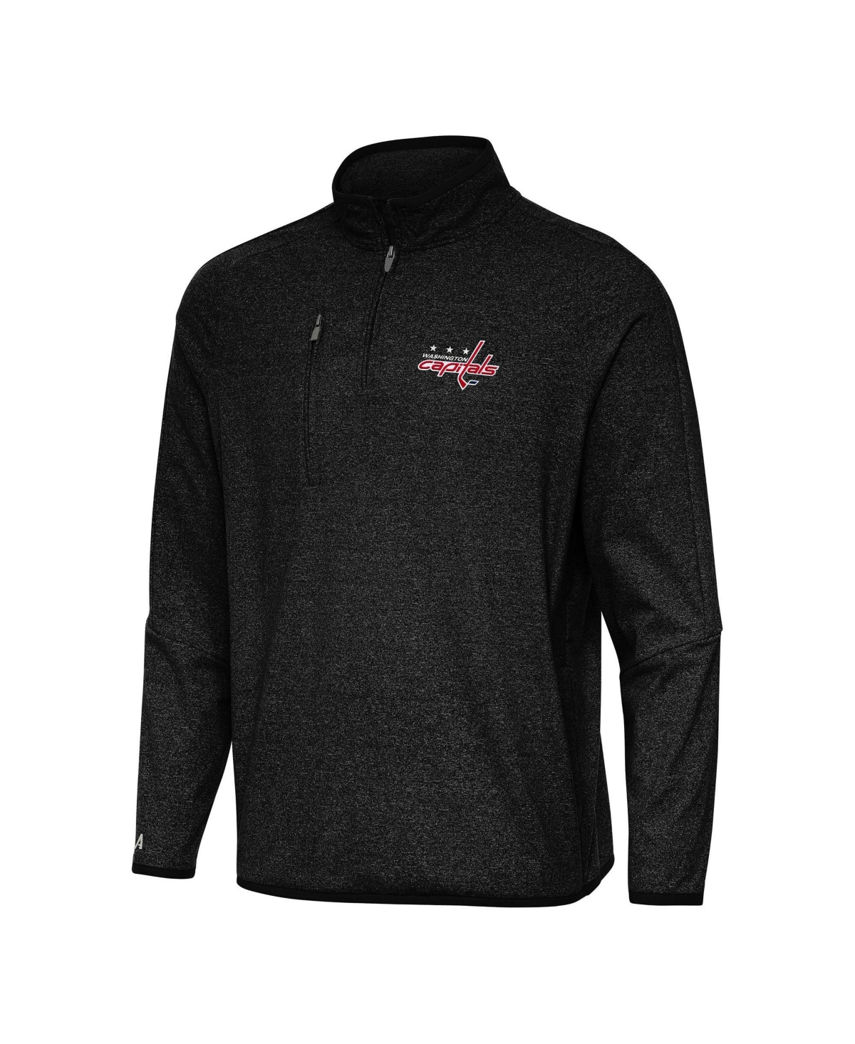 Antigua Men's Heather Black Washington Capitals Certain Quarter-Zip Tri-Blend Sweatshirt