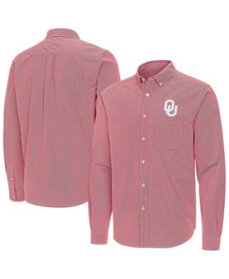 Men's Crimson Oklahoma Sooners Porter Woven Tri-Blend Long Sleeve Button-Down Shirt