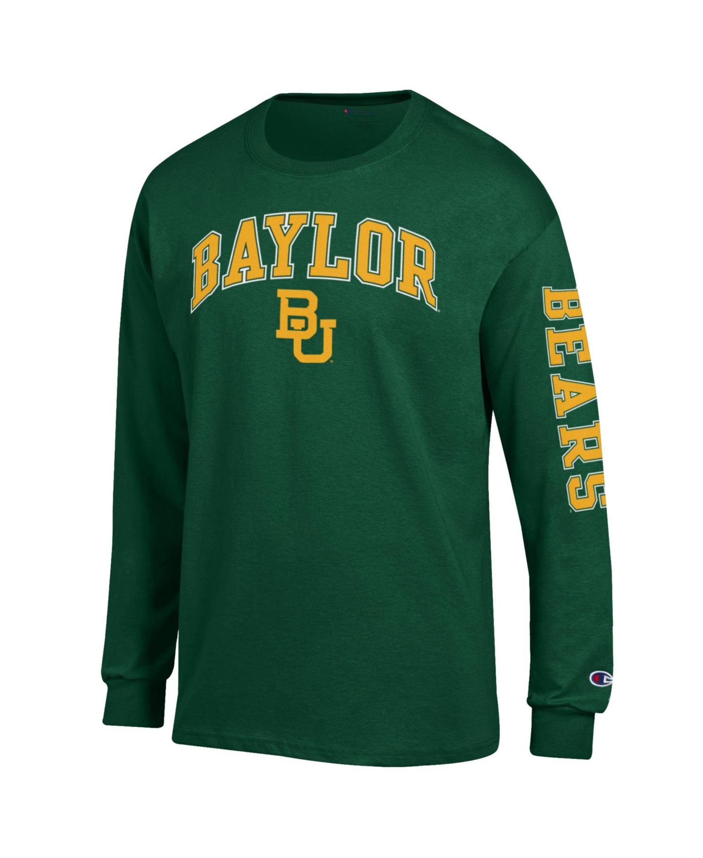 Мужская футболка Champion Green Baylor Bears Arch Over Logo 2-Hit Long Sleeve — фото 2