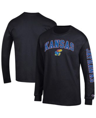 Men's Black Kansas Jayhawks Arch Over Logo 2-Hit Long Sleeve T-Shirt