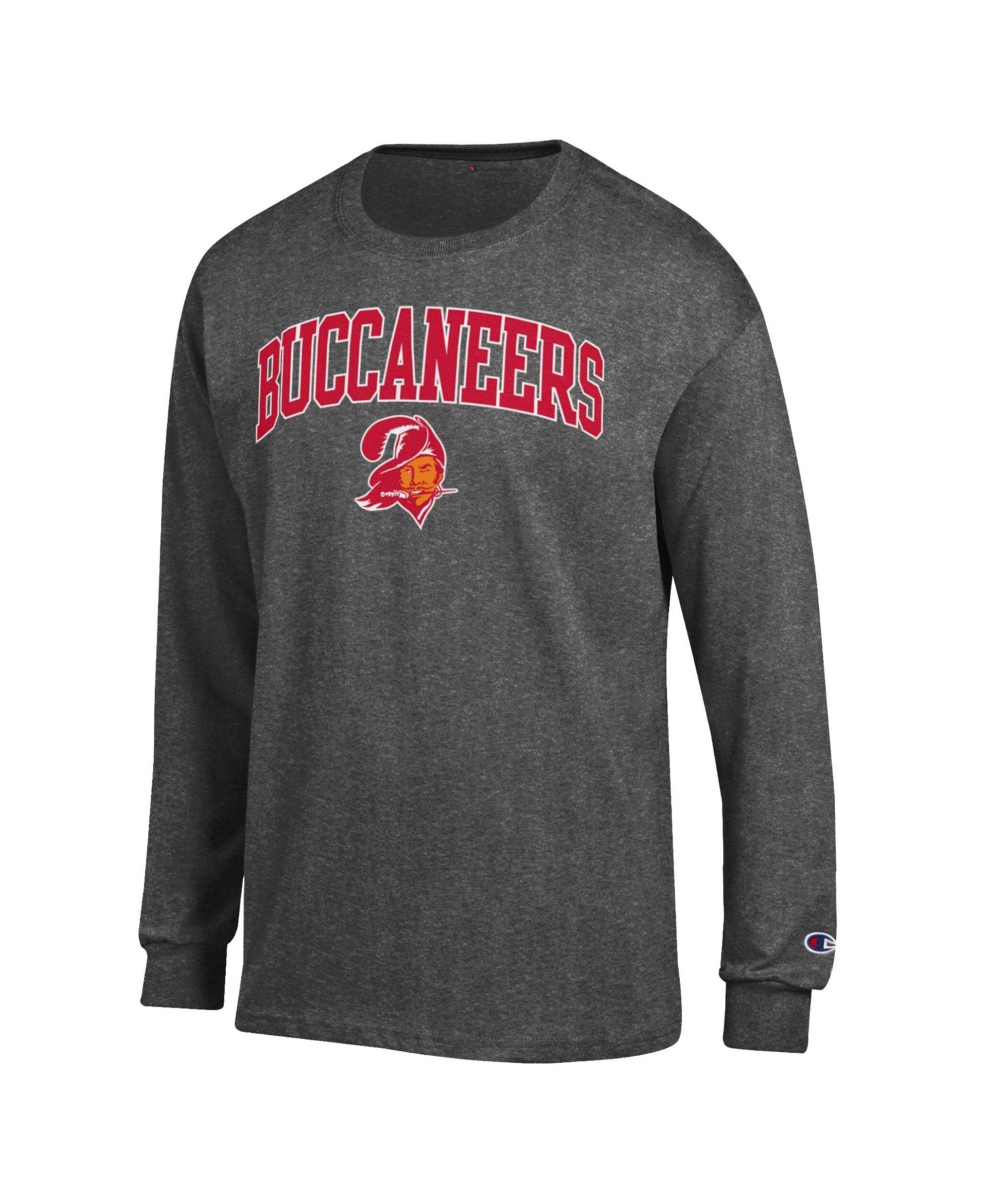 Мужская футболка Champion Heather Charcoal Tampa Bay Buccaneers Arch Over Logo Long Sleeve — фото 2