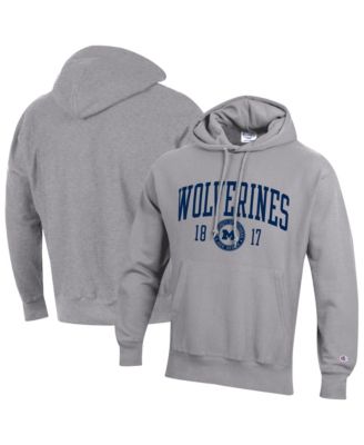 Men's Heather Gray Michigan Wolverines Established Reverse Weave Hoodie