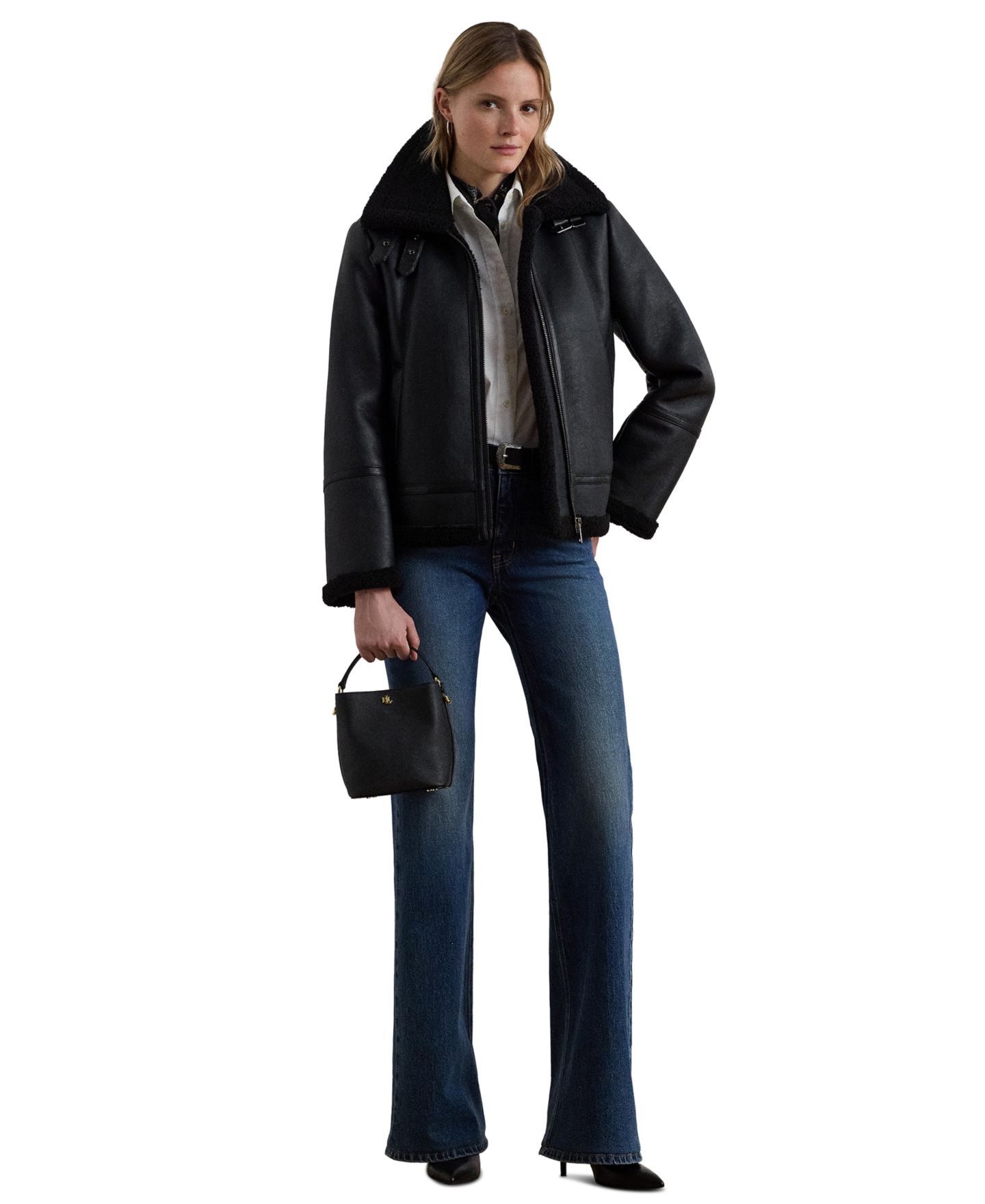 Женская куртка Lauren Ralph Lauren Moto Faux-Leather, цвет: Чёрный — фото 2