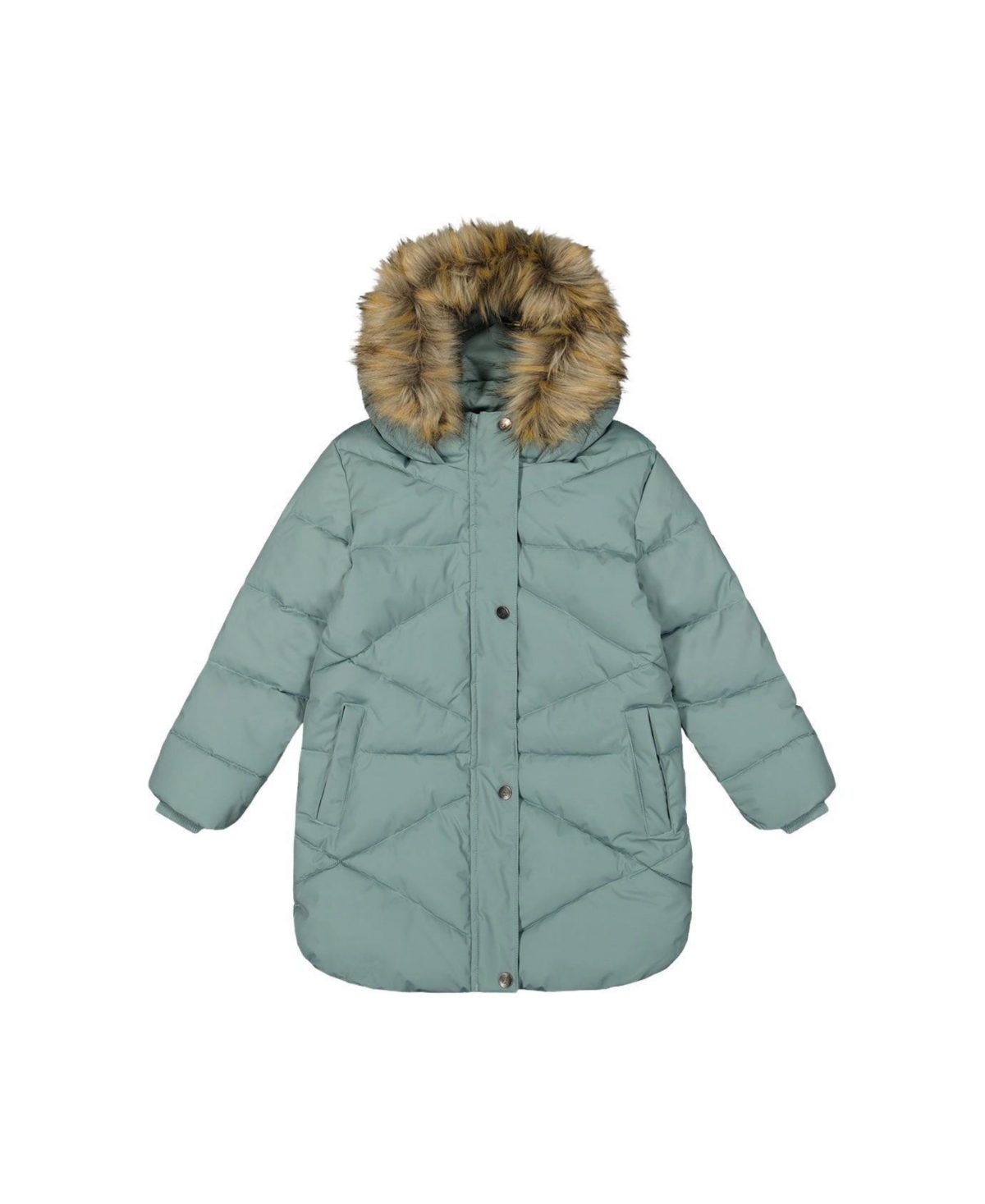 Deux par Deux Little and Big Girl ( 6 to 14 ) Long Winter Puffer Coat Sage - Sage green
