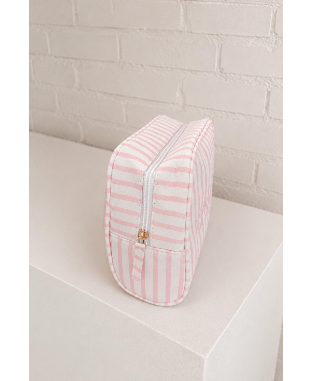 Untamed Petals Women's Flower Girl Striped Cosmetic Bag