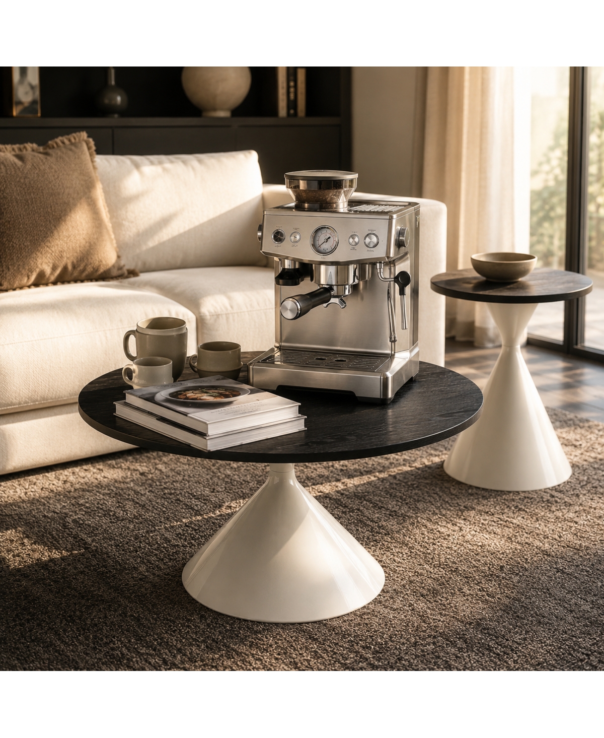 Streamdale Furniture 2-Piece Round Coffee Table Set with Steel Base
