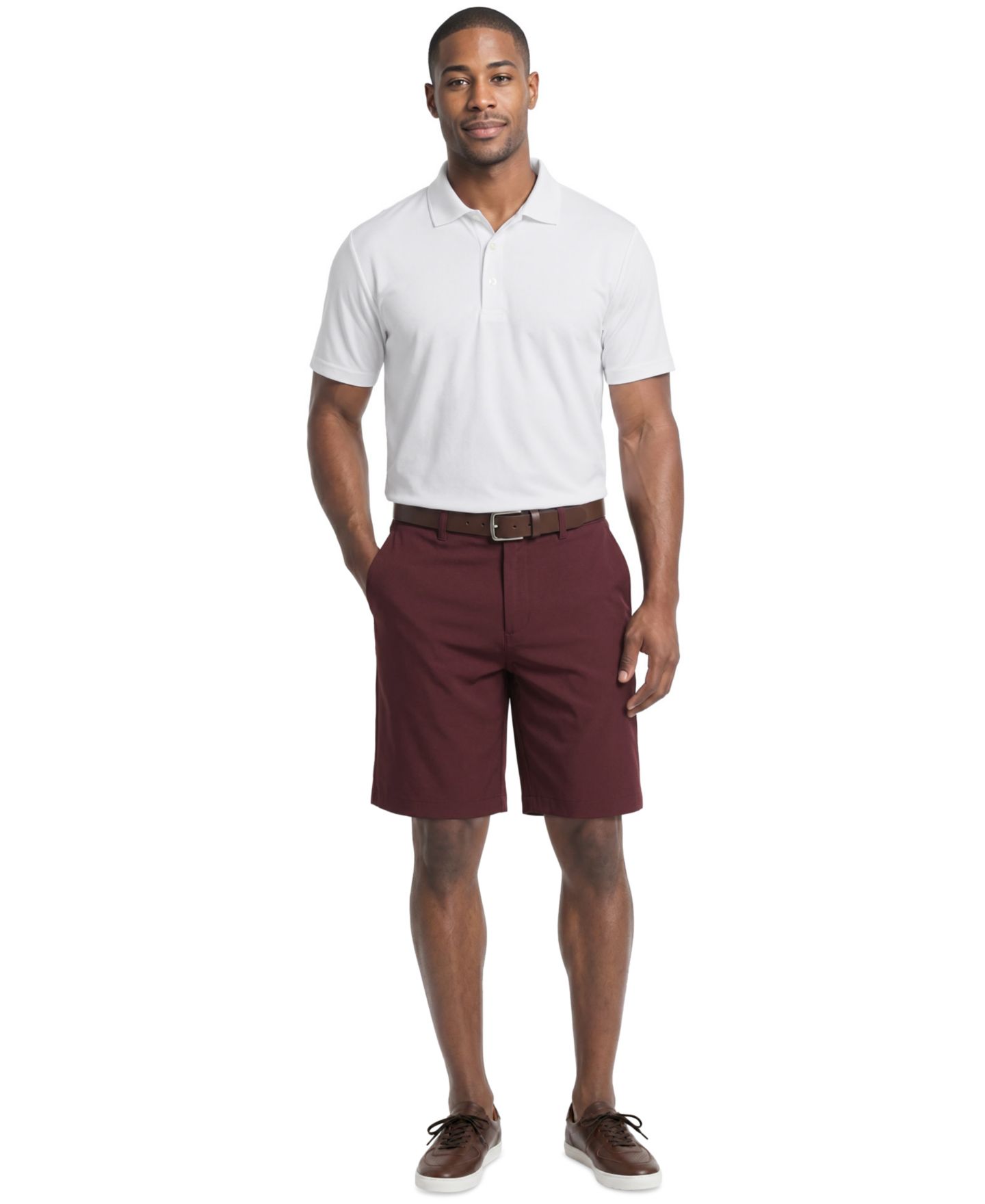 Мужские шорты PGA TOUR Flat Front Micro Geometric Printed Shorts, 9" Inseam, цвет: Инжирный — фото 2