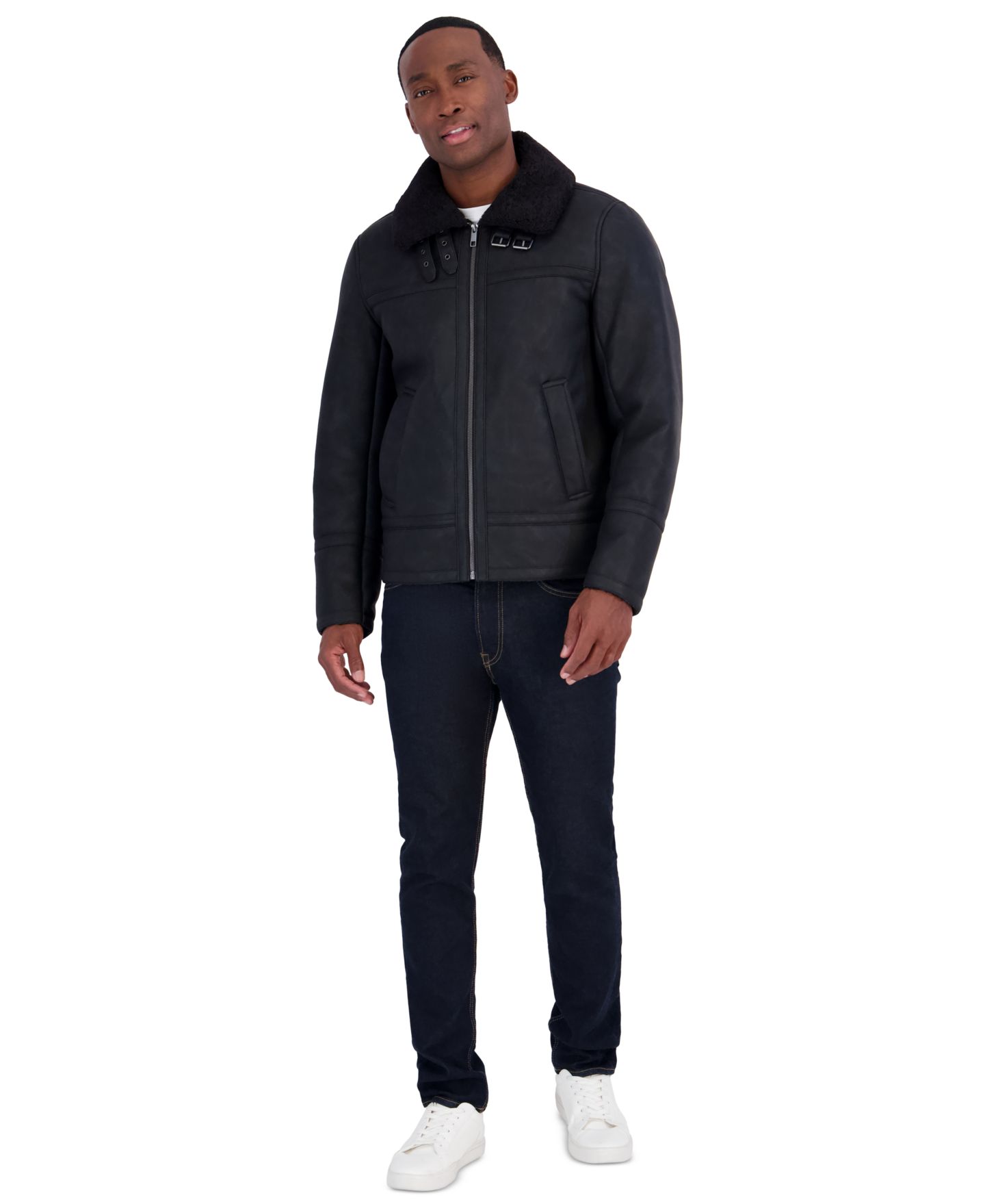 Мужская куртка Calvin Klein Faux Shearling Moto, цвет: Чёрный — фото 2