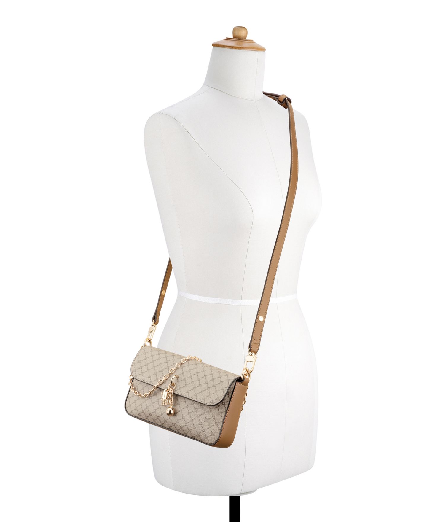Женская сумка Nine West Marrisa Convertible Chain Small Shoulder Crossbody, цвет: Бежевый / Карамельный — фото 7