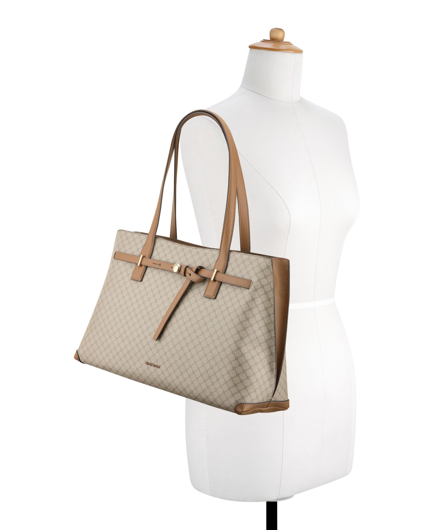 Женская сумка Nine West Tayci Laptop Large Tote Handbag, цвет: Бежевый / Карамельный — фото 3